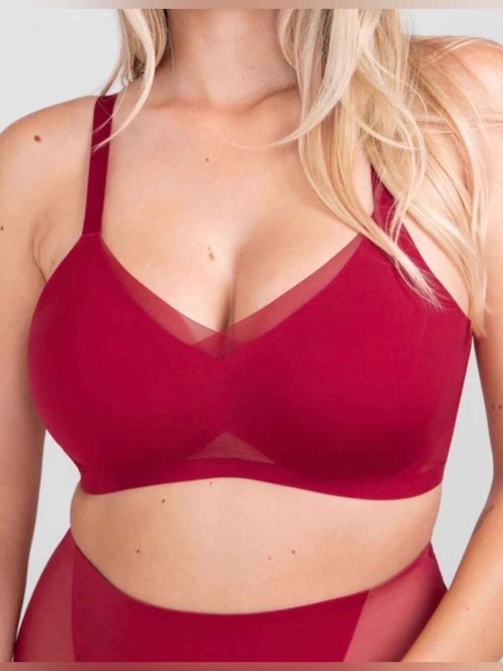 Honeylove Liftwear Crossover Bra Ruby Red Size Large Wireless Comfort